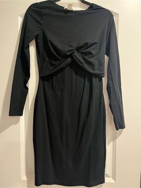 H&M Maternity Black Long-Sleeve Twist-Front Dress